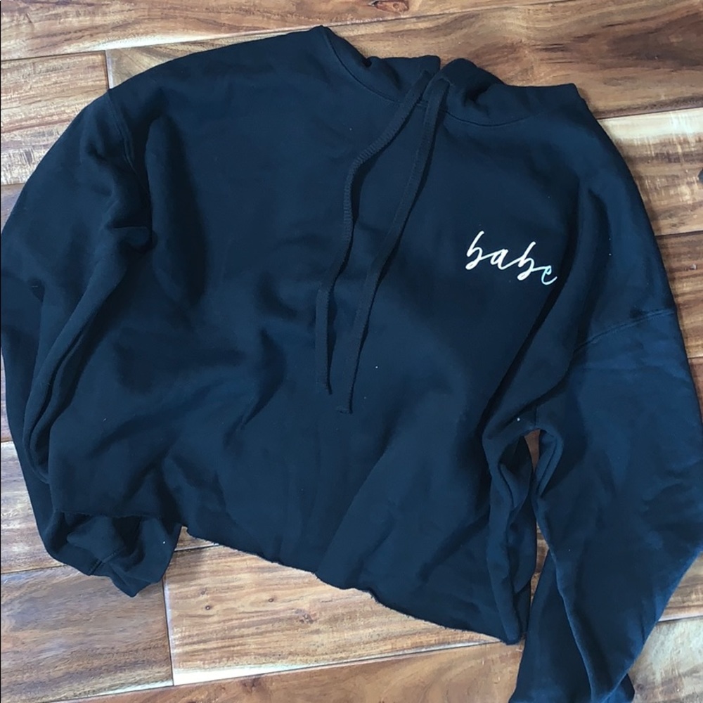 Babe Crop Hoodie Sweatshirt